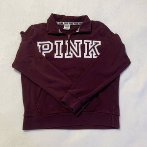 pink victoria’s secret maroon quarter zip up sweatshirt